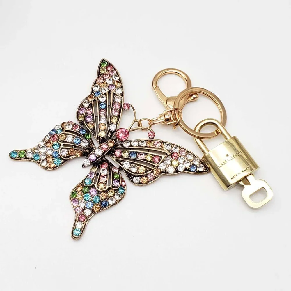 Louis Vuitton Gold Lock 🔒 Authentic LV Key + Unbranded Butterfly Bag Charm